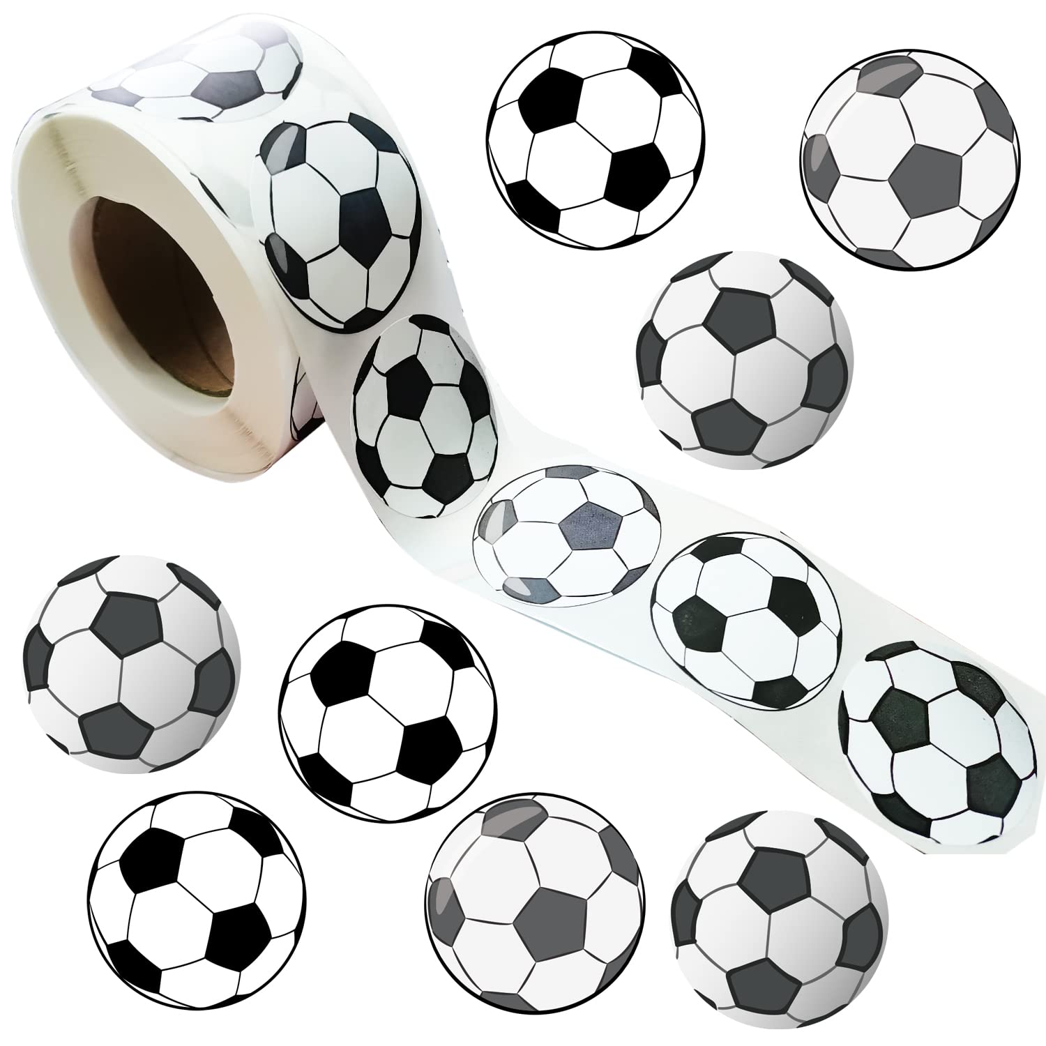 Photo 1 of 500 Pieces Soccer Party Decorations Labels Roll Stickers - Soccer Sport Party Supplies Decor Favors Jar Containers Letter DIY Sticker Labels Decals