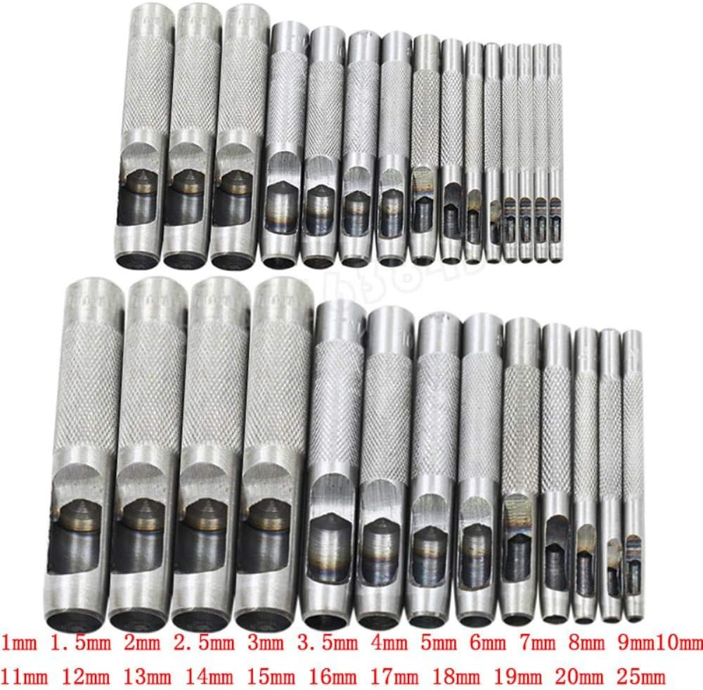 JYYA 25 Size Metal Leather Tools Leather Punch Leather craft Hole Craft Set Hollow Puncher Belt Punch 1.0mm-25mm for Clothing Canvas,16mm