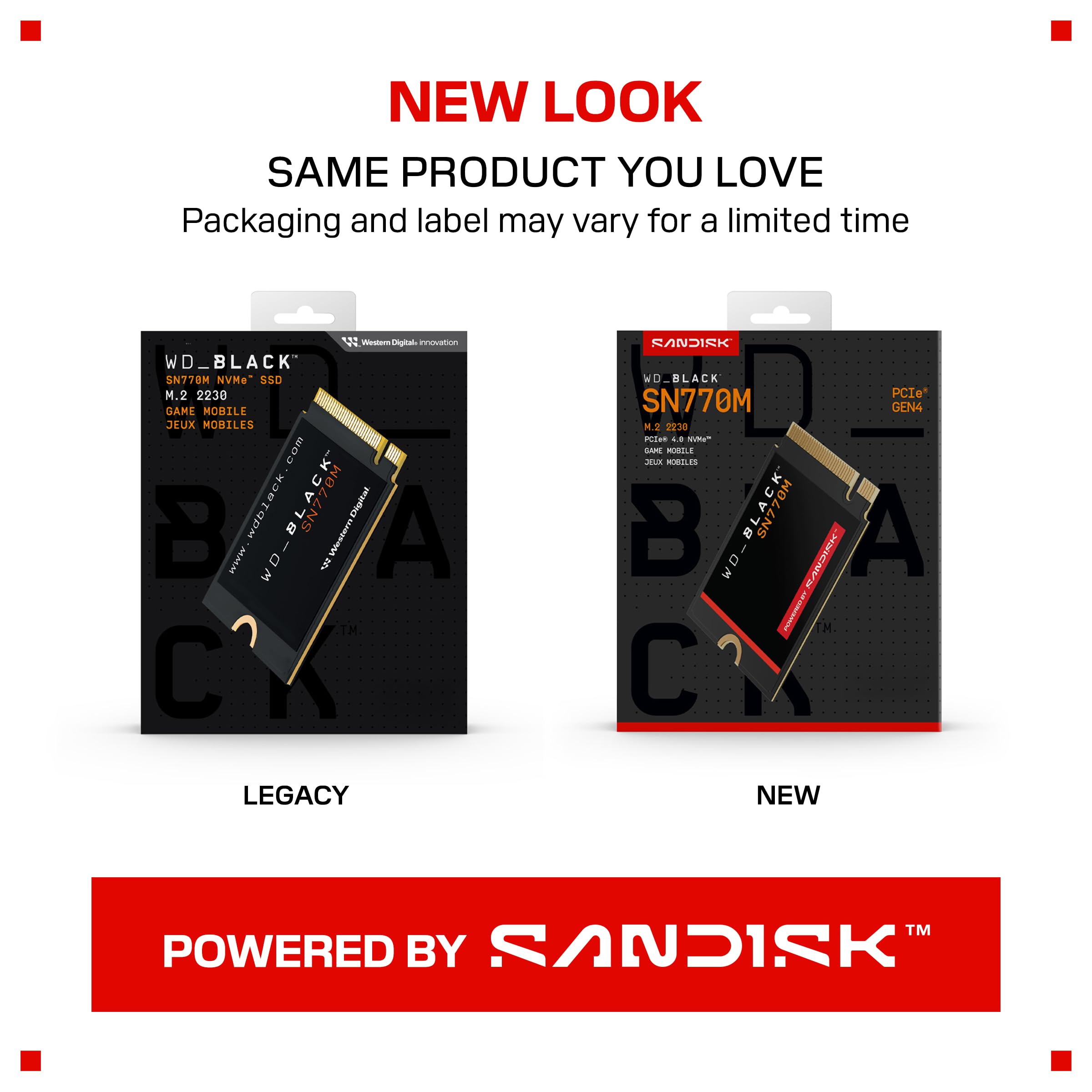 WD_BLACK SN770M 2TB M.2 2230 NVMeSSD - PCIe Gen 4.0, Speeds up to 5,150 MB/s, for Handheld Gaming Devices and Compatible laptops, Great for Asus ROG Ally, Steam Deck - WDBDNH0020BBK-WRSN