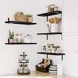 Mardili Shelves Wood Wall Mounted Shelf Rustic Set of 5 Black view 3