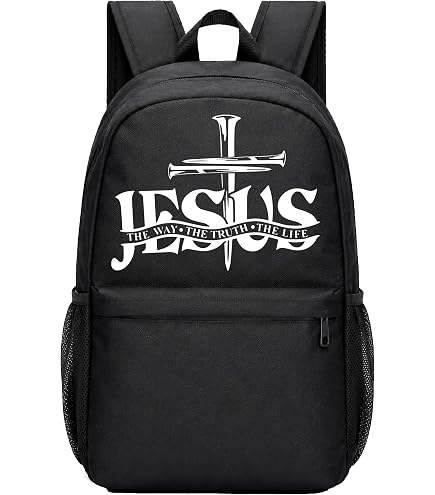 Gesey-R4T Christian Religious Bible Verse The Lord is My Rock Pattern Casual School Backpack Bag, Laptop Hiking Travel Shoulder Daypack College Bookbag for Men Woman Girls Boys Teens, Black, One Size