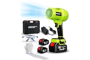 Seese Pro Blower, Seese Pro Turbo Jet Blower 1000g, Handheld Cordless Snow Blower with Case, Ultra-Light, Ultra-Powerful, 1200 Cfm Airflow, For Car/Lawn/Garage Cleaning And Snow Removal (2Battery Set)