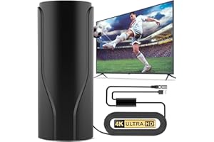Chriari 2025 Upgraded TV Antenna for Smart & Older TVs – 1400+ Miles Range, Indoor/Outdoor Digital HD Antenna with Amplifier & Signal Booster, 32ft Coax Cable, Supports 8K, 4K, 1080p Resolution, Black