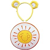 Care Bears Funshine Bear Ears & Patch Costume Kit for Adults with Headband & Iron-On Patch Accessory Set