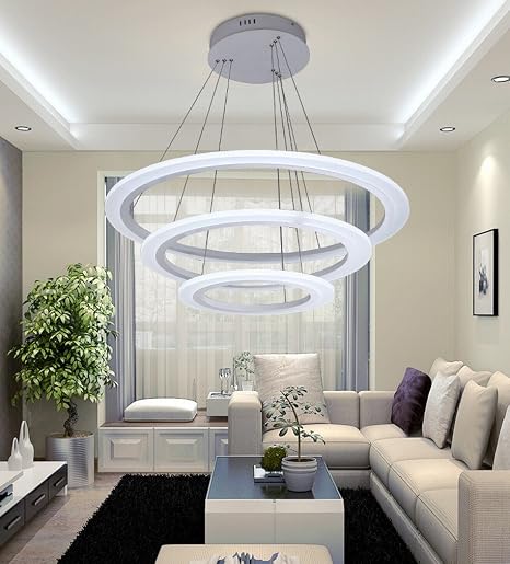 Jn Moderno E Minimalista Lampadario Led Sala Da Pranzo Lampada Soggiorno Lampada Acrilico Lampadario Rotondo Design Creativo Lampada Da Ufficio 40 60 80cm Luce Infinita Amazon It Casa E Cucina