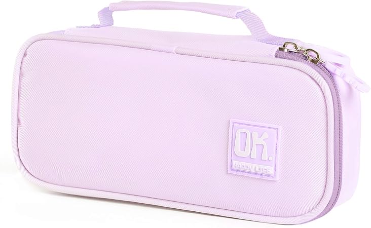 Amazon ペンケース 大容量 筆箱 ツールペンケース 男の子 女の子 子供 小学生 中学生 高校生 大学生 二階建て 多機能 パープル ペンケース 文房具 オフィス用品