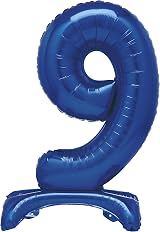 Unique Blue Standing Number 9 Foil Balloon 30in 76 cm Packaged