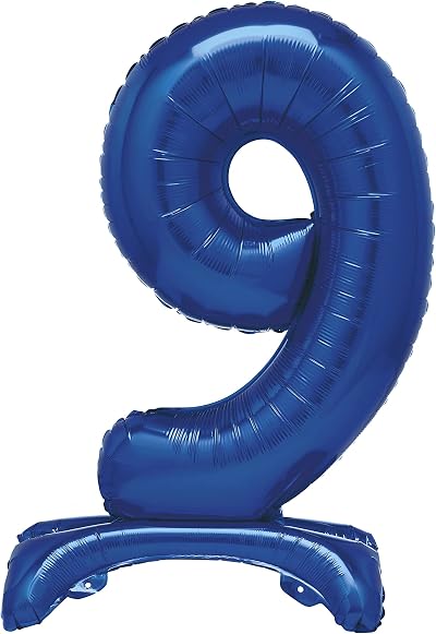 Unique Blue Standing Number 9 Foil Balloon 30in 76 cm Packaged