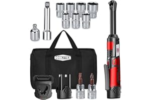 Dobetter Electric Ratchet Wrench 3/8 Cordless Ratchet Wrench Set, Extended 55 N·m Battery Powered Ratchet Tool with 7 Sockets, 2 Screwdrivers, 1 Extender, 1/4" Adapter and Bag-DBCRWI2L