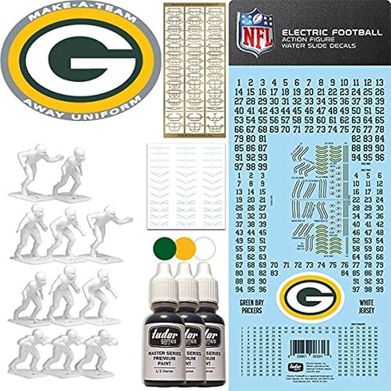 Amazon Com Nfl Green Bay Packers Nfl Away Uniform Make A Team Kit For Electric Football Toys Games