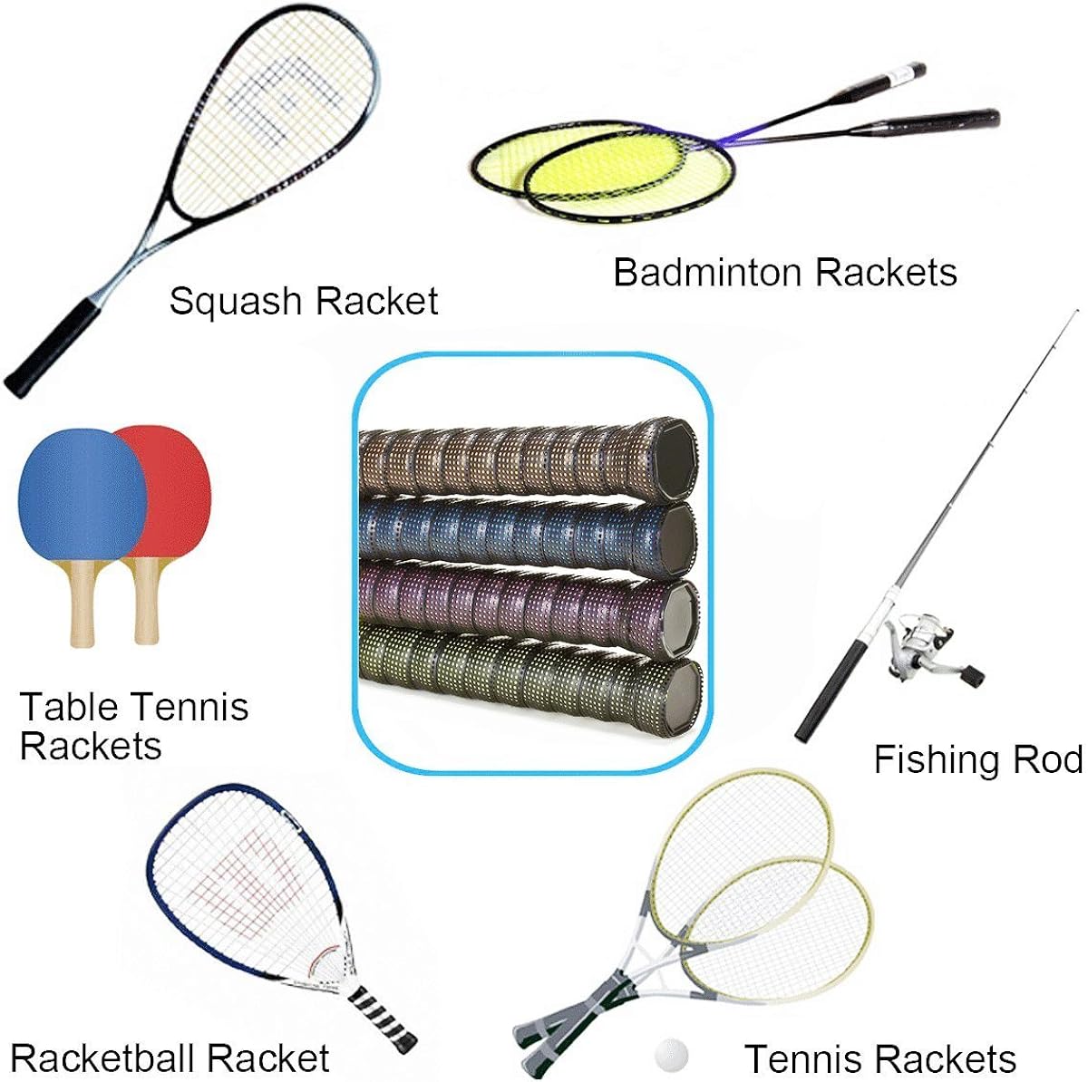 FJZLIFE Tennis Racket Grip in The TAAN Series-Classic -Perforated Super Absorbent-Ultra Cushion Replacement Tennis Overgrip for Badminton, Squash, Baseball, Table Tennis, Bike and More : Sports & Outdoors