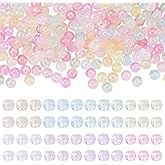 Magibeads 200Pcs 6mm Round Acrylic Beads Iridescent Pastel Candy Kandi Round Beads Small Clear Loose Bead Spacer for Crafts DIY Necklace Bracelets Jewelry Making Supplies Random Colors