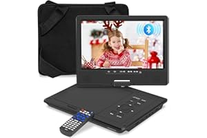 HOTHAT 12.5" Portable DVD Player, Bluetooth Headrest Video Players with 10.1" Swivel Screen, 5 Hours Rechargeable Battery, DVD Player for car, Regions Free, Car DVD Player Supports SD/USB/Sync TV