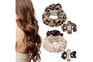 VTZNOJ 2Pack Heatless Hair Curler Overnight to Sleep In,Heatless Curling Scrunchie for Women Soft Silk Lazy Rollers Headband for Long Hair Overnight. (Brown+Brown Leopard)