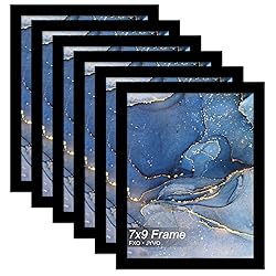 Fxojyvo 7x9 Picture Frame Set of 6, Black Frame for