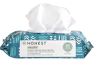 The Honest Company Lot de 60 lingettes inodores soucieuses de propreté, plus de 99 % d’eau, compostables à base de plantes, h