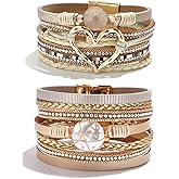 choice of all Leather Bracelets for Men Women Heart Wrap Bracelets Boho Trendy Western Jewelry Cowgirl Outfits Gifts Birthday Gifts