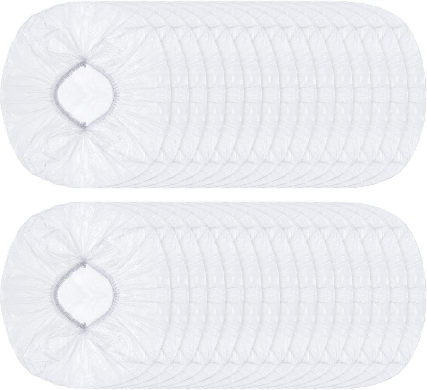 Disposable Shower Caps, Pack of 100 Plastic Bath Cap Waterproof Hair Processing Caps Spa Salon Hotel Home Travel Elastic Hat, Clear