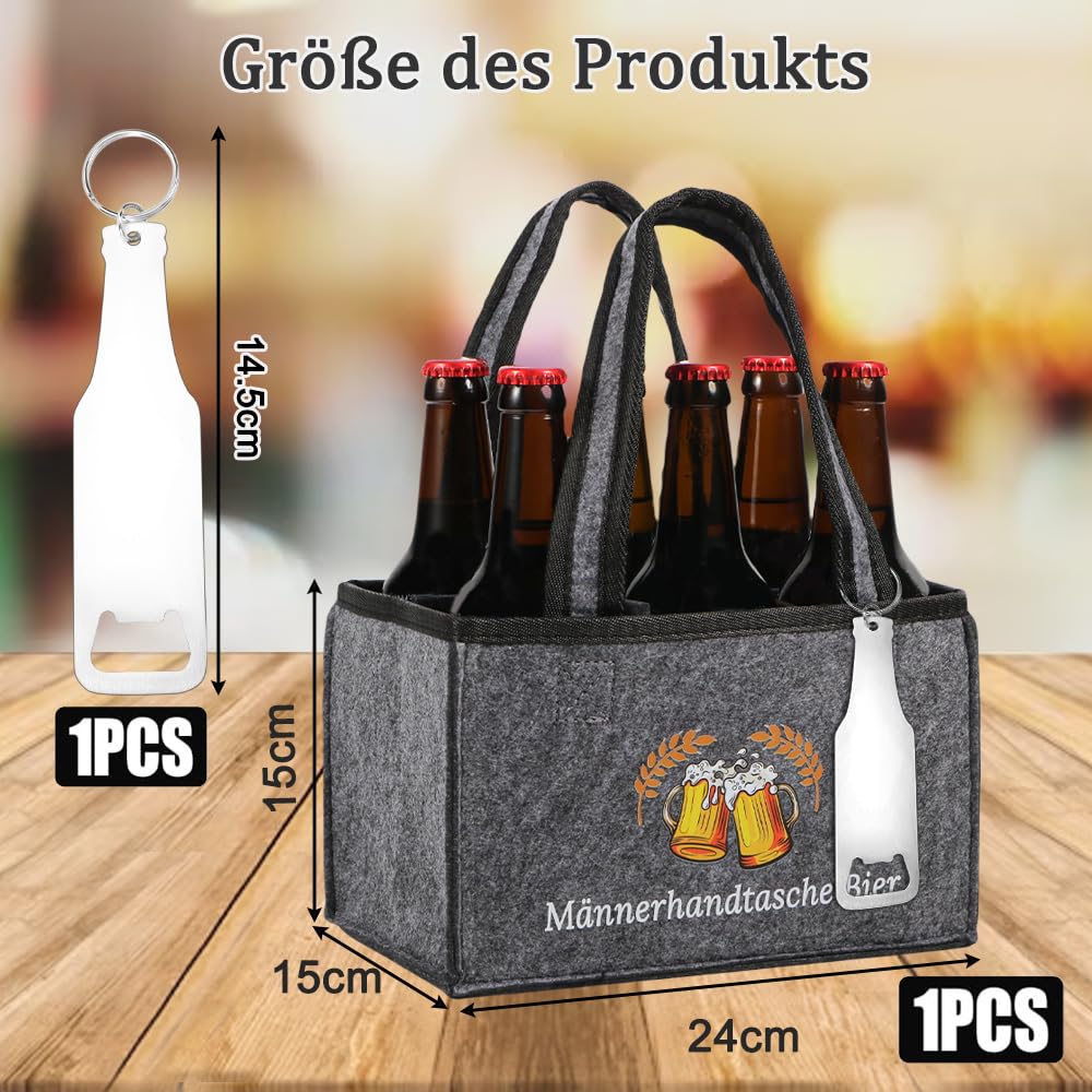 Senken Männerhandtasche Bier,Biergeschenke für Männer,Männergeschenke zum Geburtstag,Lustige Geschenke für Männer,Geschenk Mann,6 Flaschenträger mit Flaschenöffner 2