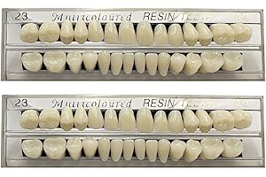 HRASY 56 Pcs False Teeth Fake Teeth 2 Sets Synthetic Resin Dental Tooth, Upper and Lower Denture Tooth, Party Horror Prop Makeup DIY Replacement, 23 A2