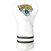 Team Golf NFL Jacksonville Jaguars White Vintage Driver Head Cover White Vintage Driver Golf Club Headcover, Form Fitting Design, Retro Design