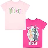 wicked Girl's Graphic Print T-Shirt 2-Pack - Short Sleeve Tees Bundle for Kids