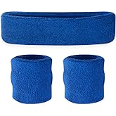 Suddora Sweatbands Set, Moisture Wicking 2 Wristbands and 1 Headband, Breathable Terry Cloth Athletic Bands for Basketball, Tennis, Yoga, Gym, Sweat Bands for Costumes and Cosplay
