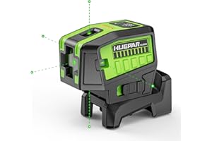 Huepar 5 Point Laser Level, Self Leveling Plumb Dot Laser Tool with Magnetic Base, 98-165Ft Alignment Laser for Construction,