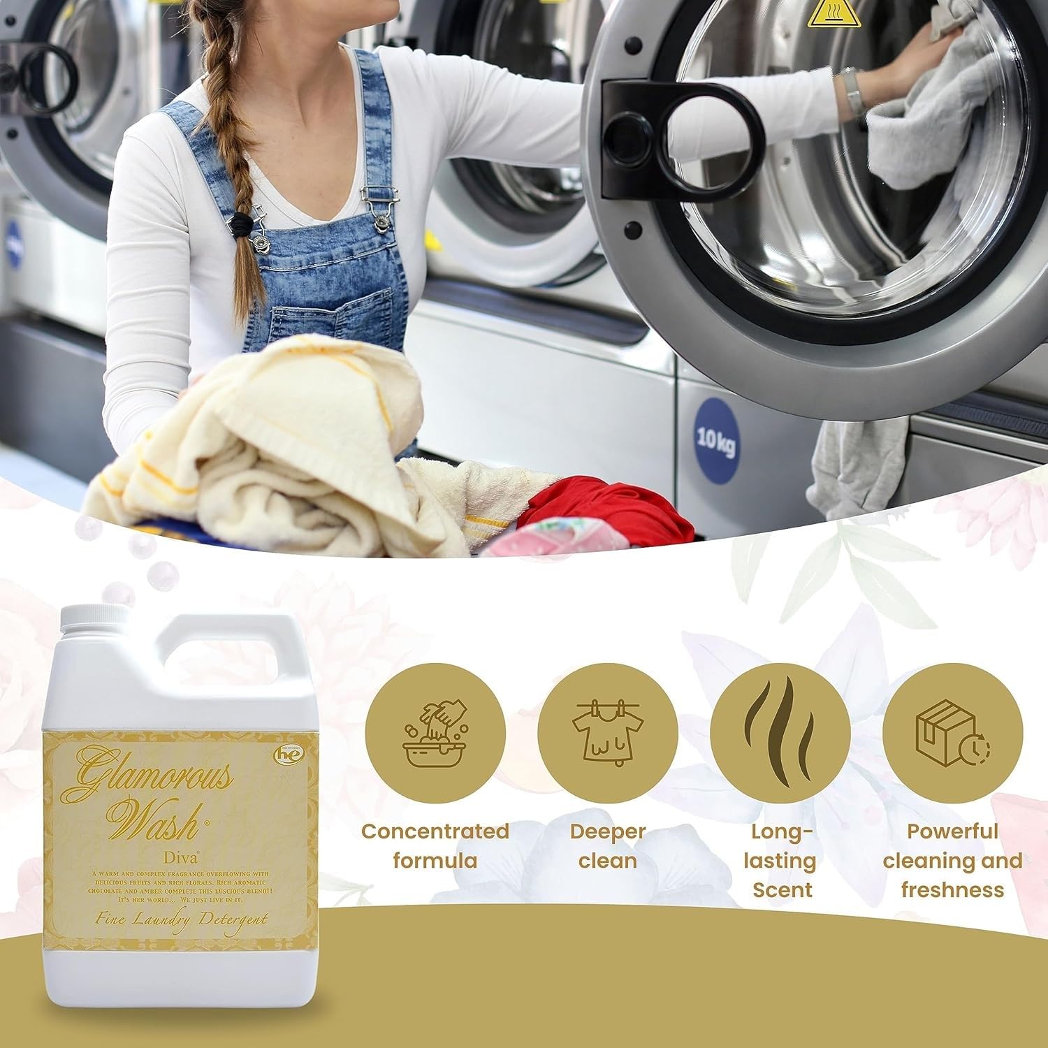 Tyler's Diva Glam Wash Laundry Detergent, Gallon (128 Fl oz) (Pack of 1) ILIOS Packaging.