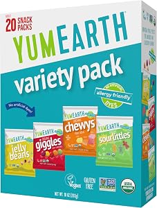 YumEarth Organic Variety Box - Jelly Beans, Giggles, Chewys, Sour Littles - Allergy Friendly (Top 9 Free), No Artificial Dyes