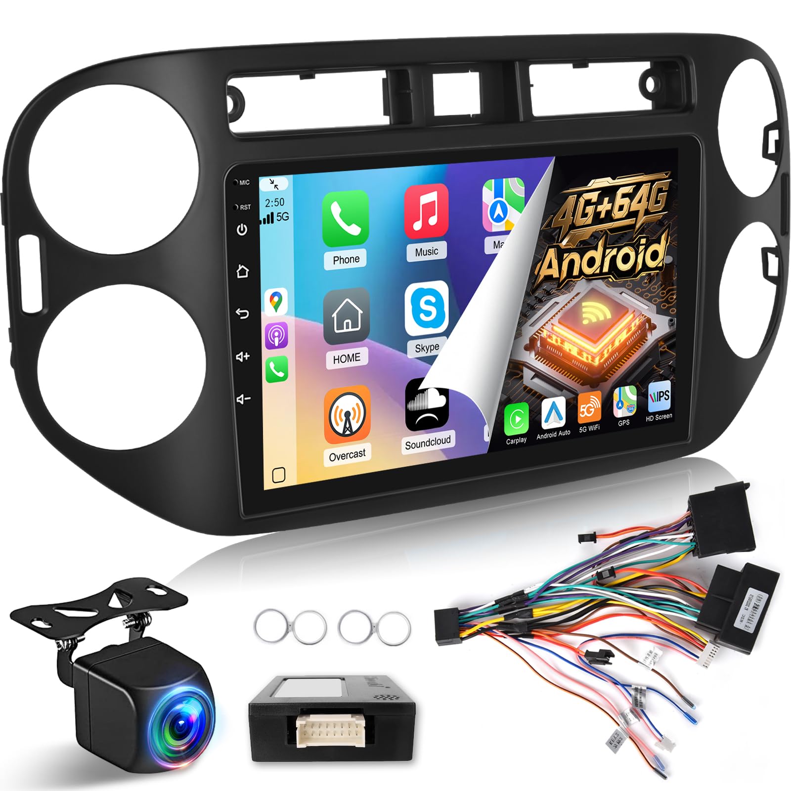 Photo 1 of [4+64G] for VW Tiguan 2006-2016 Upgrade Radio, NHOPEEW 9 inch IPS Touchscreen Android 15 Stereo - Wireless Carplay and Android Auto, Custom Homepage, 5G/WiFi, DSP, GPS + Backup Camera