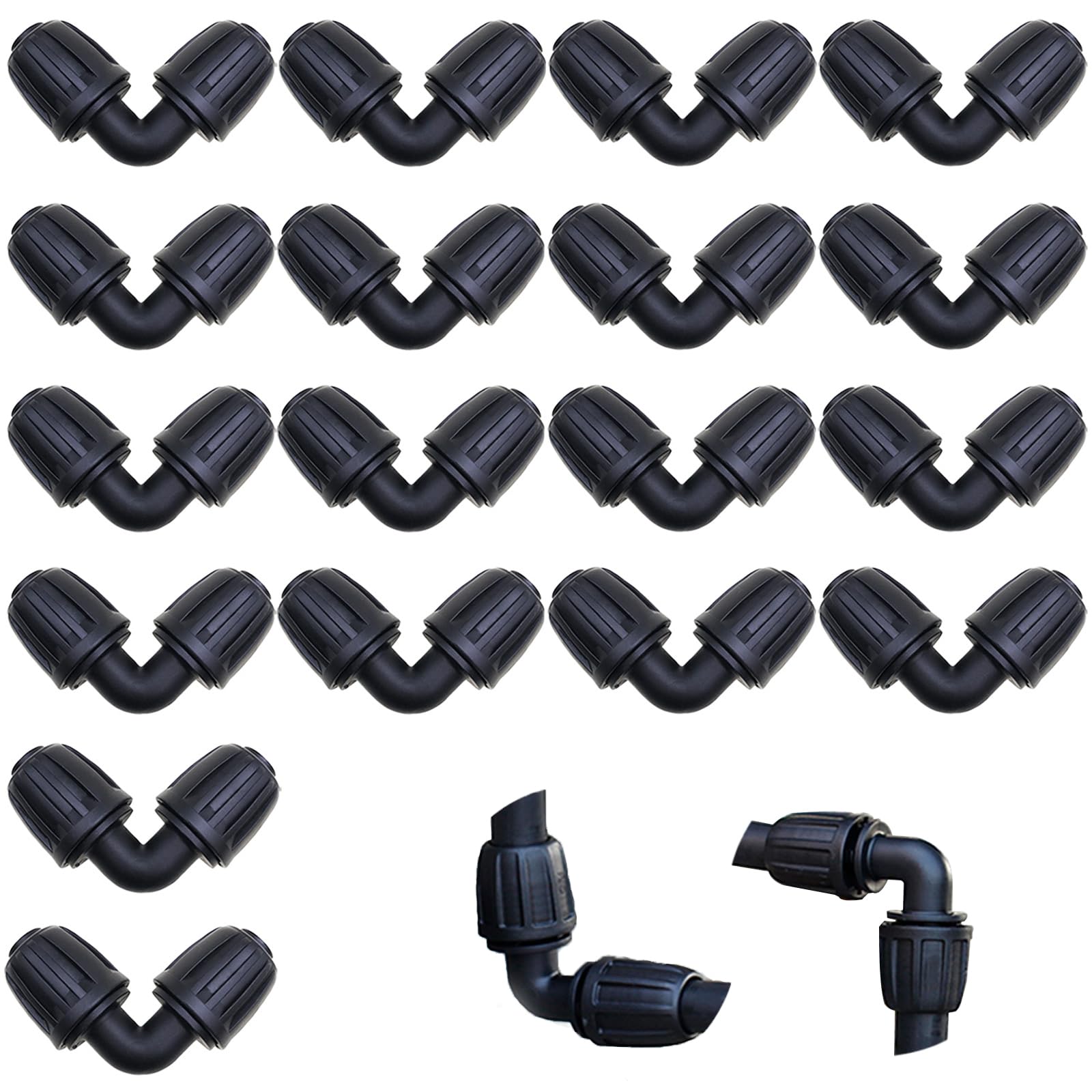 Drip Irrigation Tubing, CTRICALVER 18Pcs 1/2 inch Drip Fittings, Drip Irrigation Connectors, V-Type Plastic Irrigation Pipe Connectors, 16mm Drip Sprinkler Systems Accessories, for Garden, Lawn, Patio