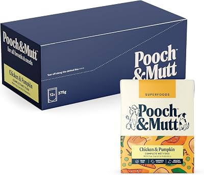 Pooch & Mutt Chicken & Pumpkin Wet Dog Food 12x375g grain free topper