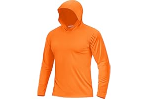 Boladeci Men's UPF 50+ Sun Protection UV Shirt Hoodie Quick Dry Long Sleeve Plain Rash Guard Fishing Swim T-Shirts