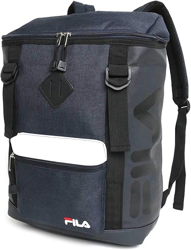 Amazon フィラ リュック ボックス スクエア 型 ブランド ロゴ Pc収納 ネイビー 縦38cm 横26cm マチ14cm 対応 Fila フィラ メンズ