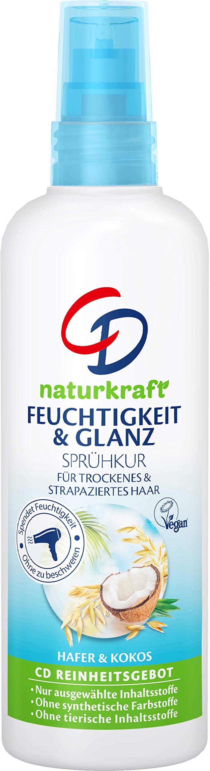 CD Naturkraft Moisture & Shine Spray Treatment for dry & damaged hair / Vegan, 3-pack (3 x 150 ml)