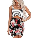 Acelitt Summer Dresses for Women 2025 Cut Out Twist Front Ruched Wrap Bodycon Sleeveless Party Club Mini Dress Beach Sundress