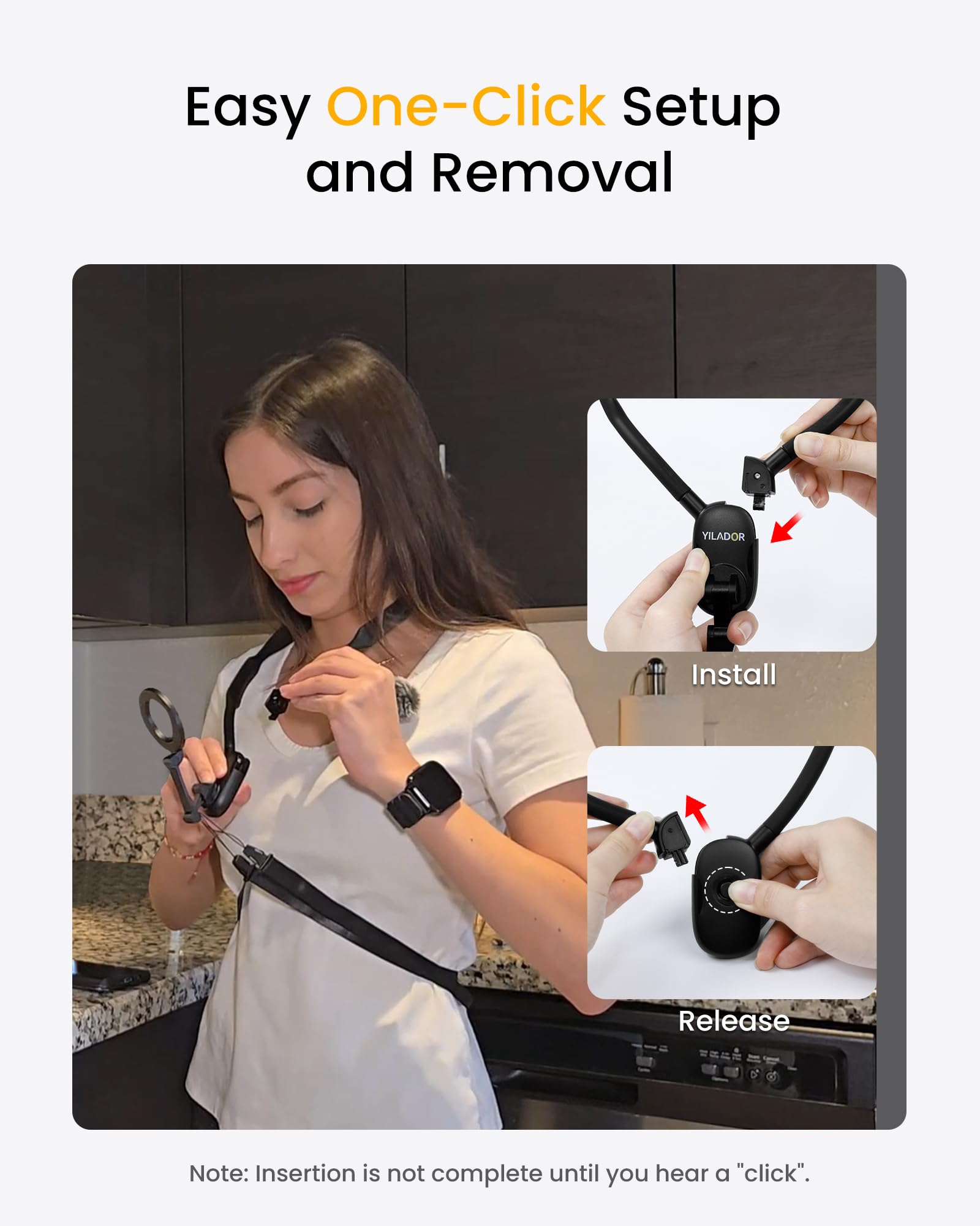 Magnetic Neck Phone Holder for Recording, Hands Free POV/Vlog Video Filming, 4 in 1 Phone Chest Mount for Cooking/Riding/Indoor/Outdoor, Content Creator Essentials for iPhone Android GoPro DJ (Black)