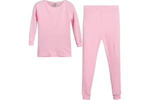 Sweet & Sassy Girls Thermal Underwear - 2 Piece Cozy Thermal Long Sleeve Shirts & Long Johns Base Layer Set (Sizes 2T-16)