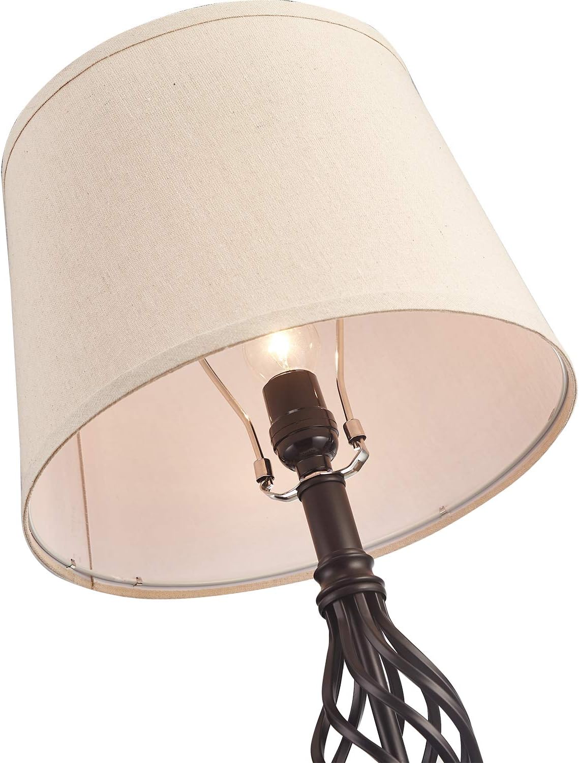 Vintage Table Lamp Set, Kakanuo Traditional Bedside Lamp with Spiral Cage Design Base, Cream Drum Shade Large Retro Table Lamp for Bedroom, Living Room, Set of 2: Home Improvement