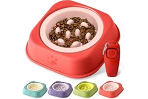 AXIIJGL Slow Feeder Dog Bowls Ceramic Puppy Feeding Bowl for Small Dogs Cat Slow Feeder Bowl Protecting Cat and Dog Whiskers Preventing Choking with 2-in-1 Multifunctional Training Whistle