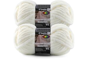 Chunky Chenille Yarn for Crochet and Knitting – 2-Pack Super Soft Jumbo Yarn – 20 Vibrant Colors – 7oz/200g Total, 76.4 Yards – Ideal for Baby Blankets, Amigurumi & Crafts (Cream, 2 Skein)