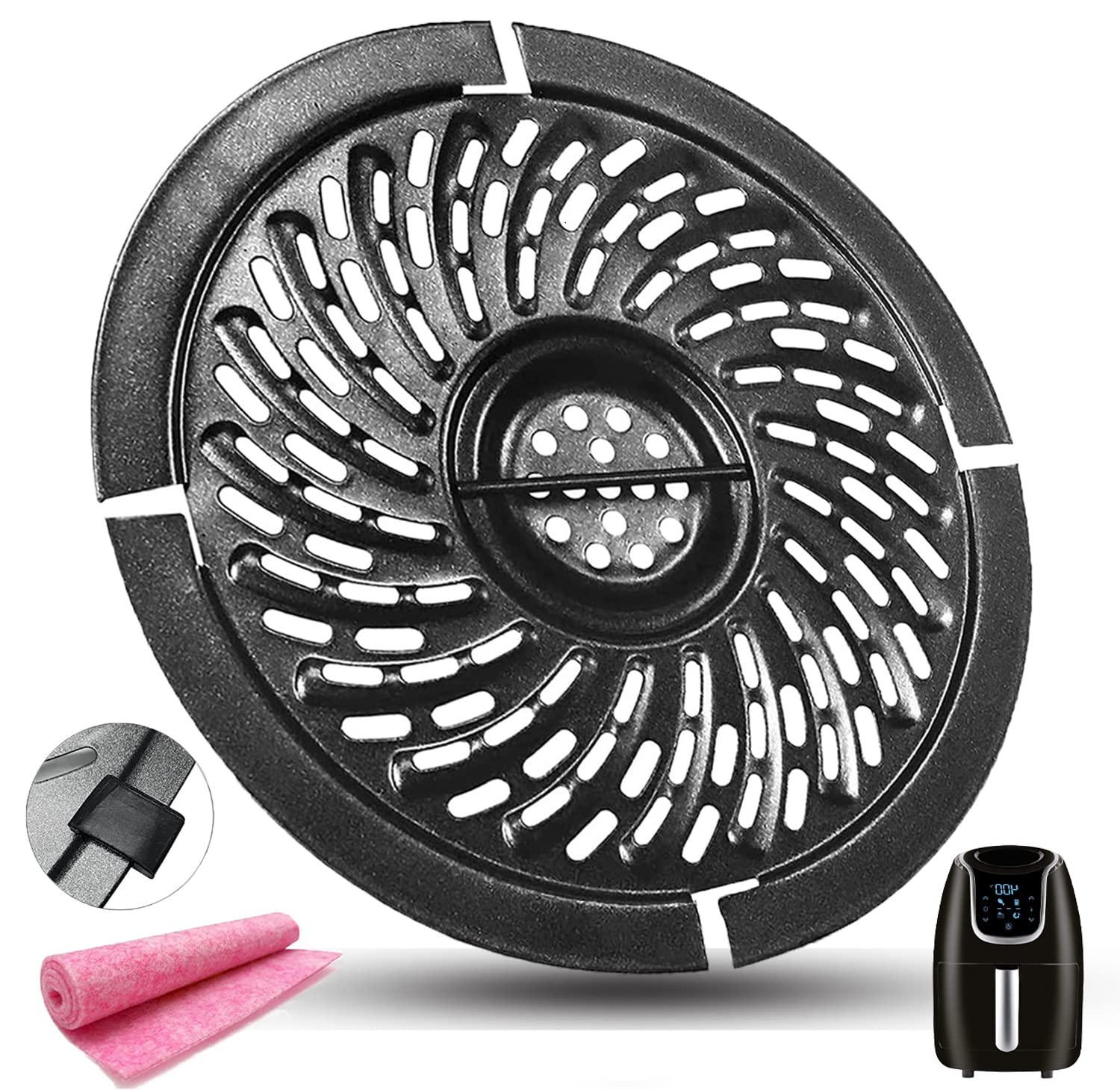 Photo 1 of HQT 2QT Round Air Fryer Replacement Crisper Plate for PowerXL Vortex Air Fryers, Upgraded Double-layer Nonstick Coating Air Fryer Grill Pan Tray Grate Rack for 2QT Chefman/Dash/Bella Air Fryers