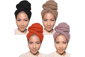 PWEOUKE Head Wraps for Black Women African Head Wrap Lightweight for Women Long Plain Turban Hair Scarf Scarves