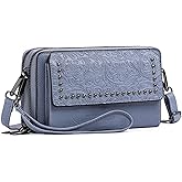 FALAN MULE Crossbody Bags for Women Small Leather Cell Phone Wallet Wristlet Purse with Zip Around 2 Strap