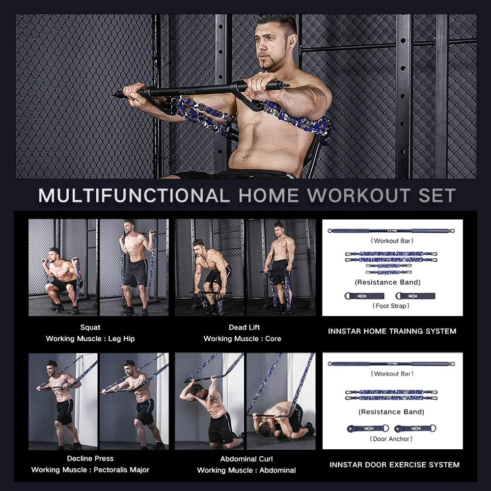 INNSTAR Portable Home Gym Set including Workout Bar, Bench Press Set, Squat Resistance Band - Image 4