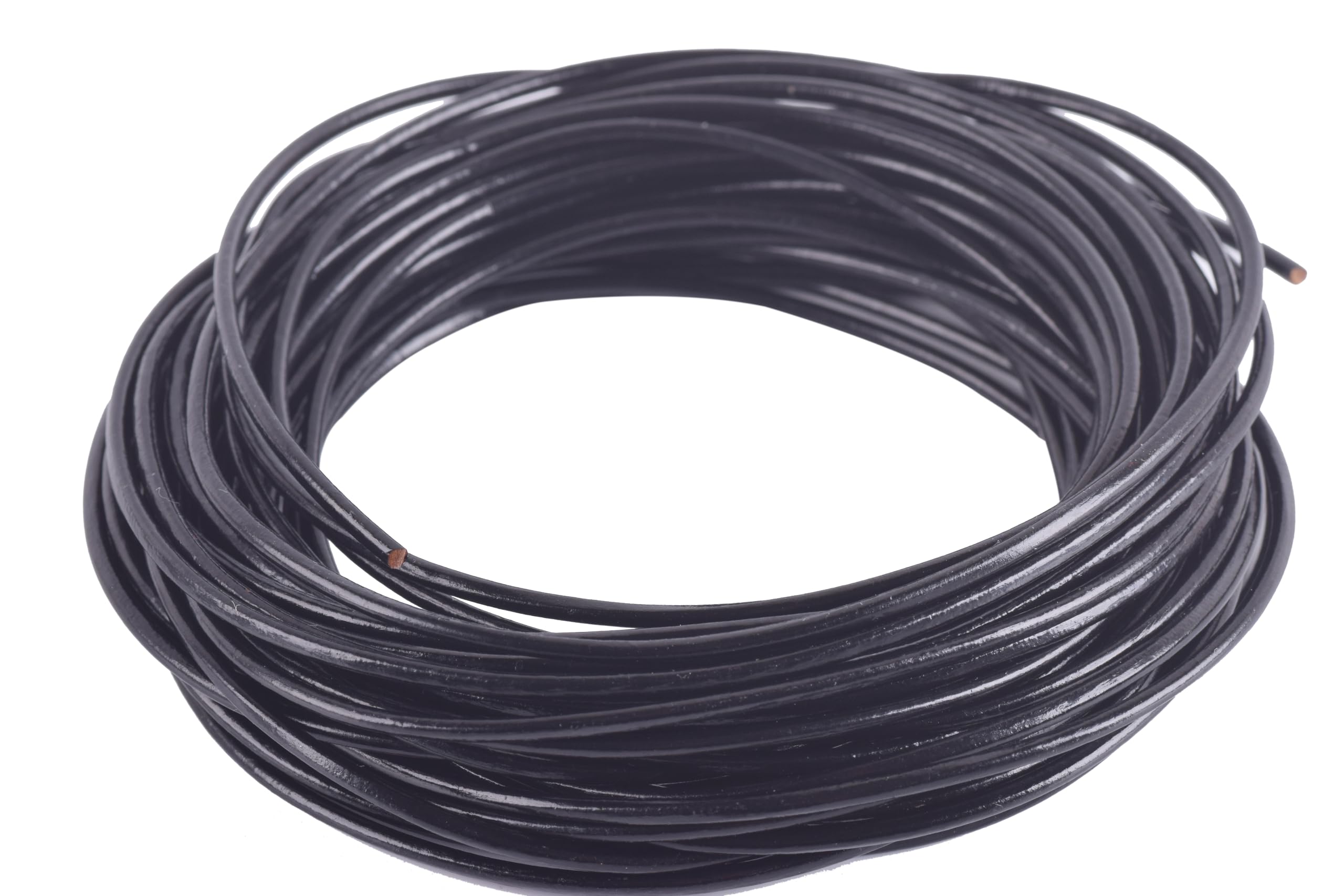 KONMAY 2.0mm Round Real Leather Cord, 25 Yards Black Leather String Cord for Jewelry Making, Necklaces, Bracelets and Crafting