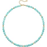 Aobei Pearl Gemstone Beaded Choker Necklace for Women Boho Turquoise/Cultured Freshwater Pearls/Garnet/Amazonite Jewelry