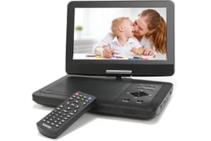 PJGCWB Portable DVD Player 12.1" with 10.1" HD Swivel Display Screen, 5 Hour Rechargeable Battery, Portable DVD Player for Kids, Supports SD Card/USB/CD/DVD/Sync TV