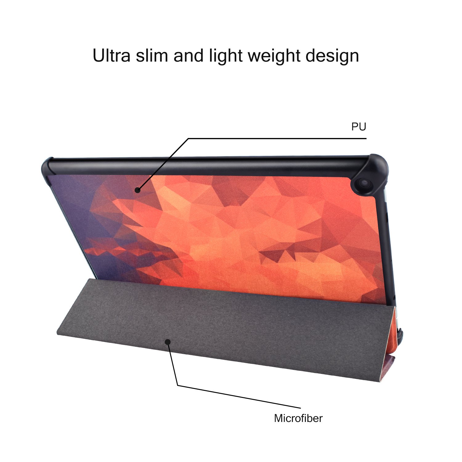 Dopup Fire 10 Case Ultra Lightweight Folding Stand Cover All New Slim-Fit PU Leather with Auto Wake/Sleep Fire 10 Tablet Case(Geometry Maple)